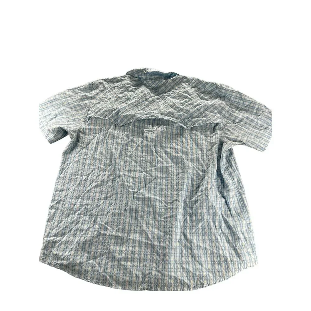 Magellan Outdoors Blue Plaid Short Sleeve Button up Shirt Men's Size 2XL